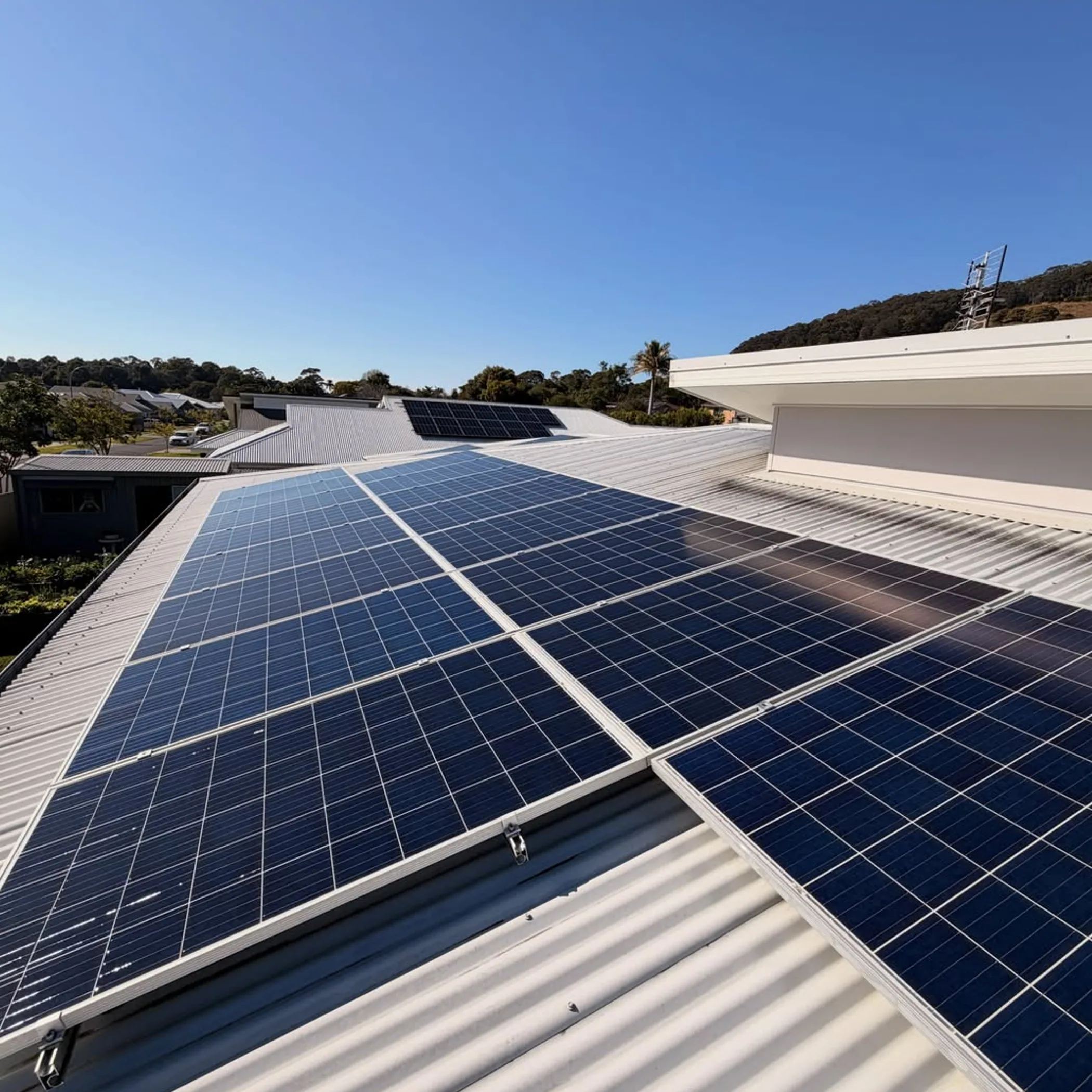 solar panels in clear sunlight